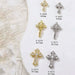 Gold and silver cross rhinestone nail charms — 3D nail art studs, sizes 6×9mm, 8×13mm, 9×13mm (N-8266, N-8267, N-8270, N-8271, N-8274, N-8275)
