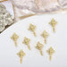 Gold crucifix rhinestone nail art charms — 3D studs N-8270, 8×13mm, set of 8 for DIY gel or acrylic nails