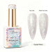 Crystal Moon Aurora Pearl Gel Polish with white crystal pearl shimmer swatches in top coat and matte finish