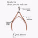 Rose gold cuticle nipper with sharp precision blades and ergonomic curved handles
