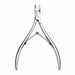 Stainless steel cuticle nipper with 109mm height and 65mm width, shown with close-up of in-use cuticle trimming