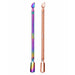 Rainbow and rose gold double-ended cuticle pushers and scrapers shown side by side on a plain background