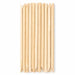 Bundle of wooden cuticle pusher sticks with large angled flat ends and pointed tips arranged on a white background