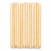 Bundle of wooden cuticle pusher sticks with large angled flat ends and pointed tips arranged on a white background