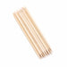 Bundle of wooden cuticle pusher sticks stacked diagonally, showing pointed tips and angled flat ends on a light gray background