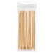 Pack of wooden cuticle pusher sticks in a clear hanging plastic bag on a light gray background