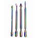 Rainbow cuticle pushers 4pcs set with textured grip handles for manicure and nail prep, NSI Australia