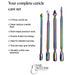 Rainbow 4-piece cuticle pusher set with double-ended nail prep tools and textured grip handles, NSI Australia