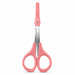 Pink handle cuticle scissors with protective blade cover and stainless steel precision blades for manicure trimming and nail care