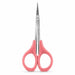 Pink handle cuticle scissors with curved stainless steel precision blade for detailed manicure trimming and nail care