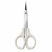 White handle cuticle scissors with stainless steel straight precision blade for detailed manicure trimming and nail care