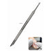 Stainless steel cuticle scraper and pusher with fine loop-detail tip, angled precision scraper, textured grip handle and 140 mm length marker