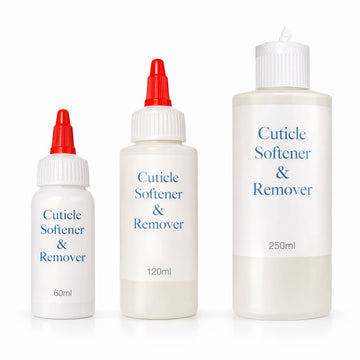 Cuticle Softener & Remover bottles in 60ml, 120ml and 250ml sizes for manicure cuticle prep