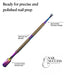 Rainbow cuticle trimmer and pusher tool with textured non-slip grip and dual-ended precision design for nail prep