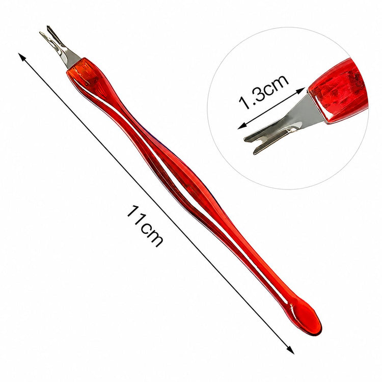 Red V-shaped cuticle trimmer and pusher nail tool with 11cm length and 1.3cm tip, NSI Australia