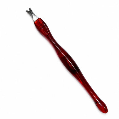 Red V-shaped cuticle trimmer and pusher nail tool for manicure cuticle care, NSI Australia