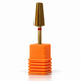 Cyclone 5-in-1 tungsten carbide nail drill bit, F, gold wide-cone bit with red band in orange holder