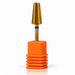 Cyclone 5-in-1 tungsten carbide nail drill bit, M, gold wide-cone bit with blue band, orange base