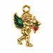 Gold cupid dangle nail charm with green enamel wings and a red heart