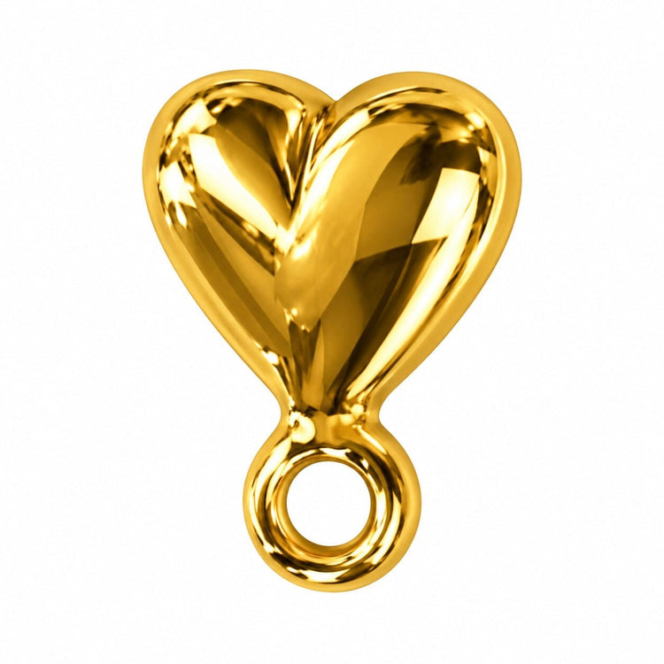 Gold puffy heart dangle nail charm
