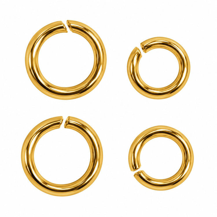 Small and large gold attachment rings for dangle nail charms