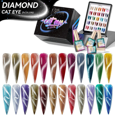 Nail Success Australia Diamond Cat Eye 24-colour kit with gift box, gel bottles and magnetic cat eye shade chart