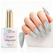 Diamond Dust holographic gel polish with silver holographic glitter swatch and matching manicure for HEMA and TPO free salon nails