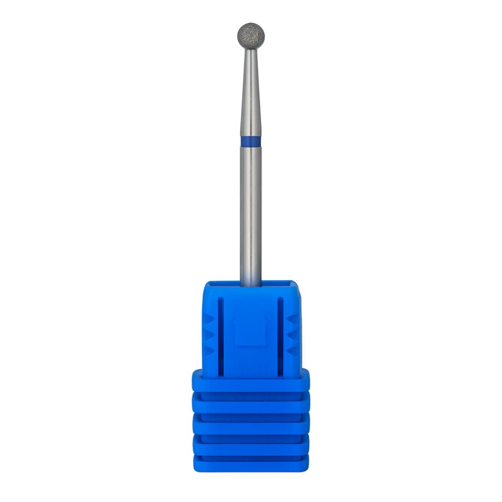 Diamond ball nail drill bit 3mm (blue band) — medium grit e-file bit for cuticle cleaning and manicure detailing