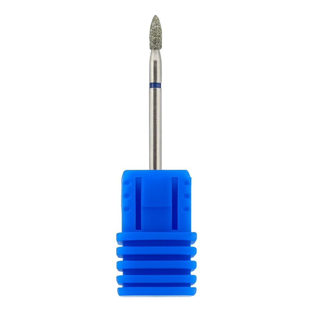 Diamond flame nail drill bit 6mm (blue band) — medium grit e-file bit for cuticle cleaning and sidewalls, NSI Australia