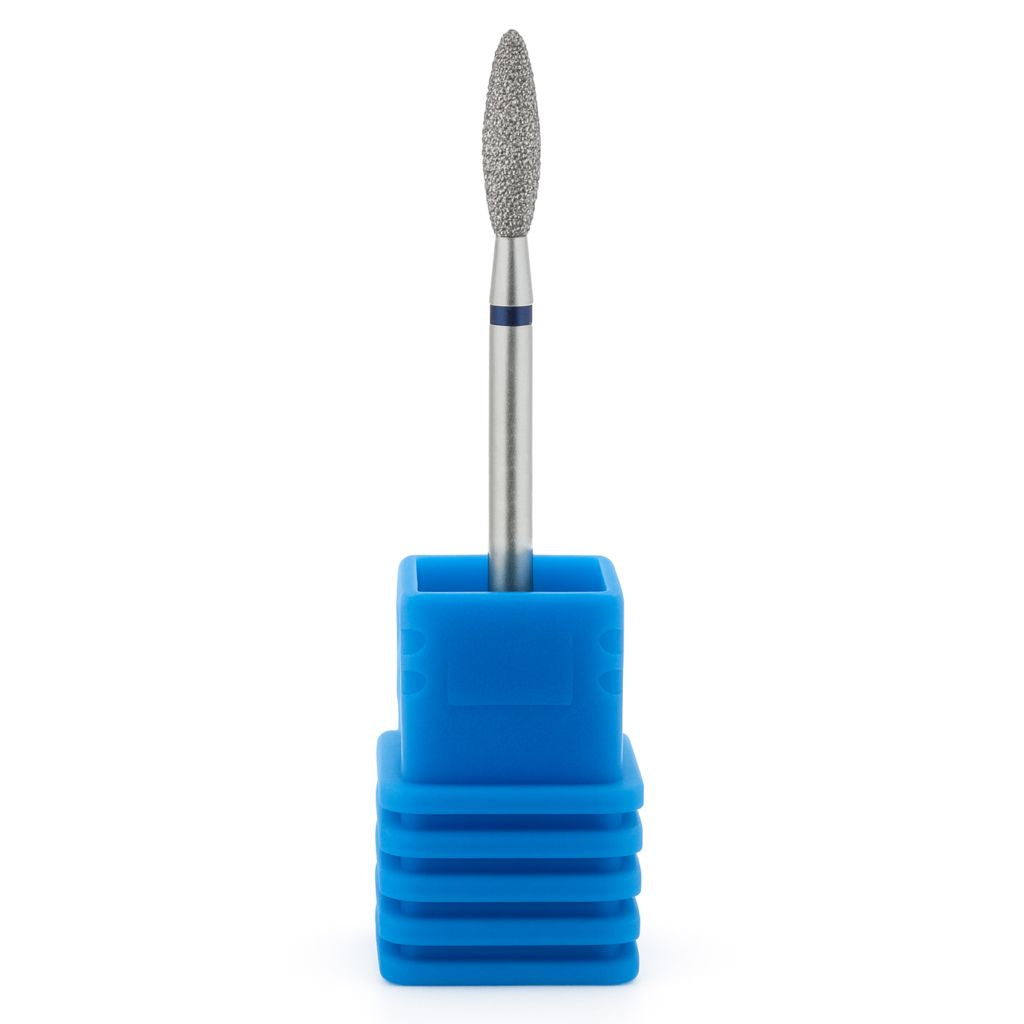 Diamond flame nail drill bit 9mm (blue band) — medium grit e-file bit for precise cuticle and sidewall work