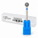 Nail Success Australia 6 mm medium grit diamond ball nail drill bit, displayed upright in a blue holder beside its labelled clear case.
