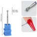 Diamond cone nail drill bit with 45mm total length, 3mm wide head and blue holder, shown in use for cuticle cleaning, e-file manicures and nail refinement