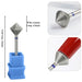 Diamond nail drill bit with large diamond-shaped head, 35mm total length and 9.6mm width, shown in use for e-file shaping, smoothing and nail refinement