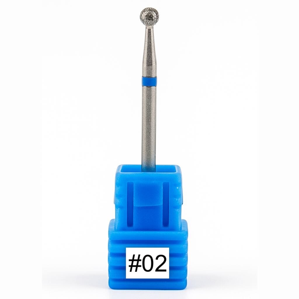 2.6mm diamond ball nail drill bit for e-file cuticle cleaning and nail prep, blue band (#02)