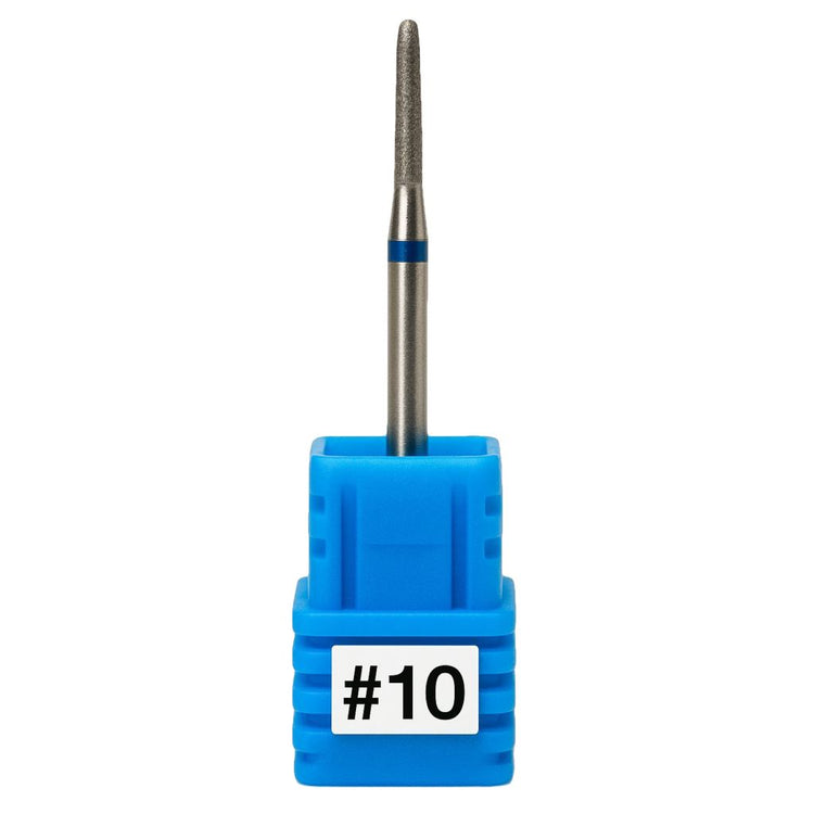 Diamond nail drill bit #10 with blue ring in blue storage case