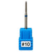 Diamond nail drill bit #10 with blue ring in blue storage case