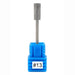 Diamond nail drill bit #13 — medium cylinder (barrel) shape, diamond-grit e-file bit on blue holder