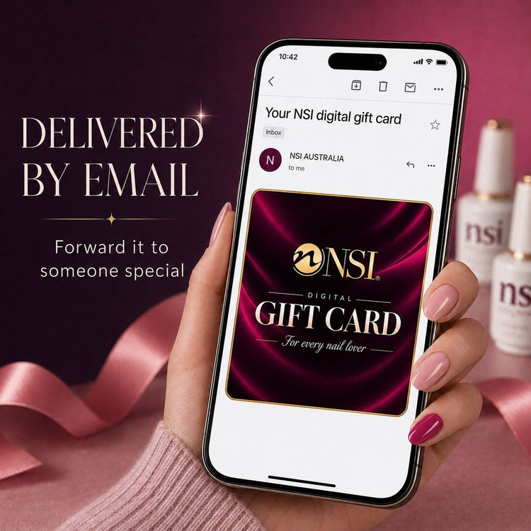 NSI digital gift card arriving by email on a phone, ready to forward to someone special