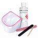Dipping removal kit with nail bath, 100% pure acetone 250ml, nail file and cuticle stick