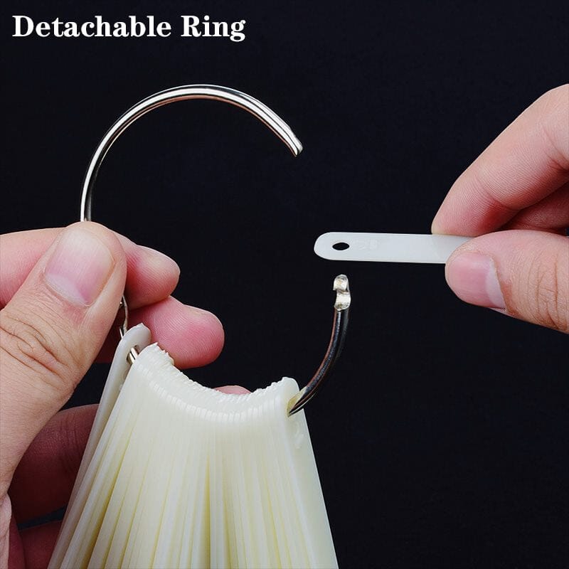 NSI Australia Nail Display Fan—detachable metal key ring with natural square swatch sticks (50-count)