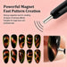 Black double-ended flower and stick cat-eye magnet tool creating gold, copper and green magnetic gel polish effects – NSI Australia
