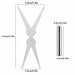 Silver scissor-shaped cat-eye magnet tool shown with measurements — 7.4cm tall, 3.3cm across the top and 2.3cm across the base — beside its 2.4cm by 0.4cm cylinder magnet