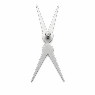 Silver scissor-shaped double-headed cat-eye magnet tool shown flat on a white background