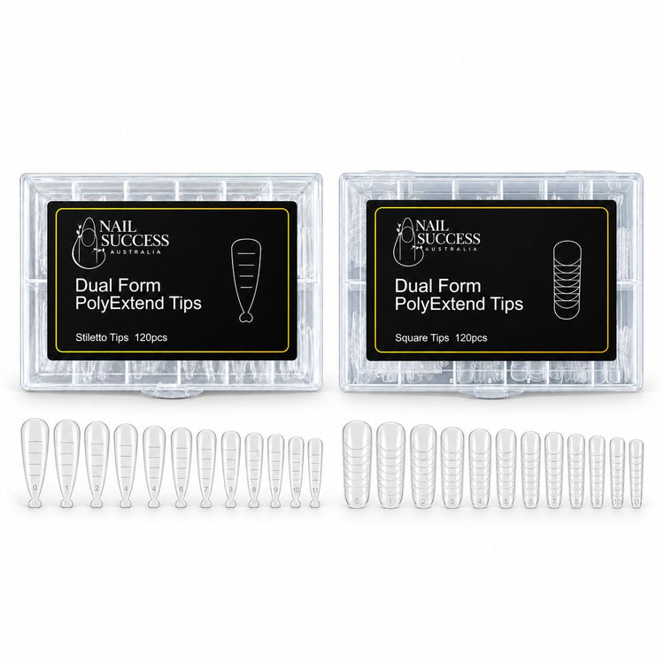 Nail Success Australia Dual Form PolyExtend Stiletto Tips and Square Tips 120pcs cases with tips
