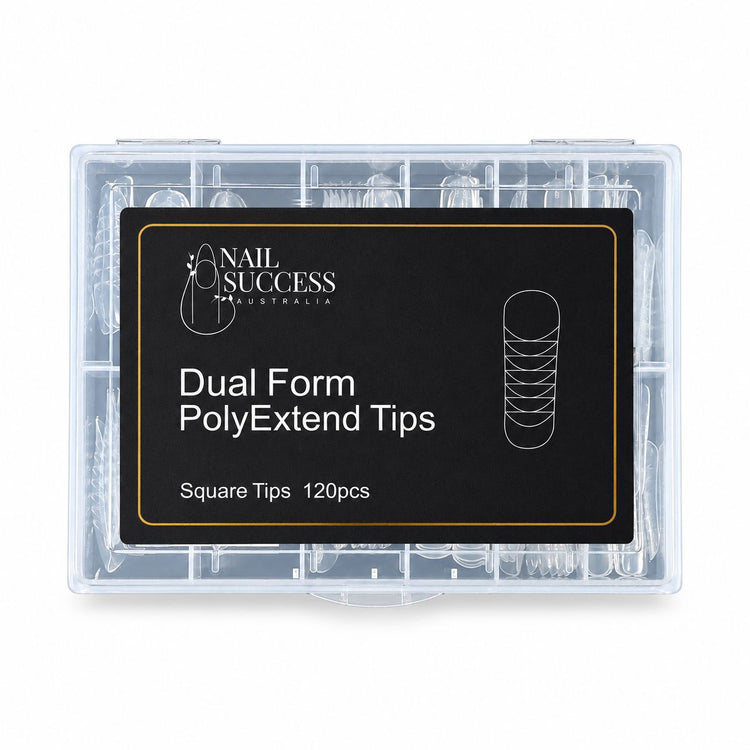 Nail Success Australia Dual Form PolyExtend Square Tips 120pcs case, top view