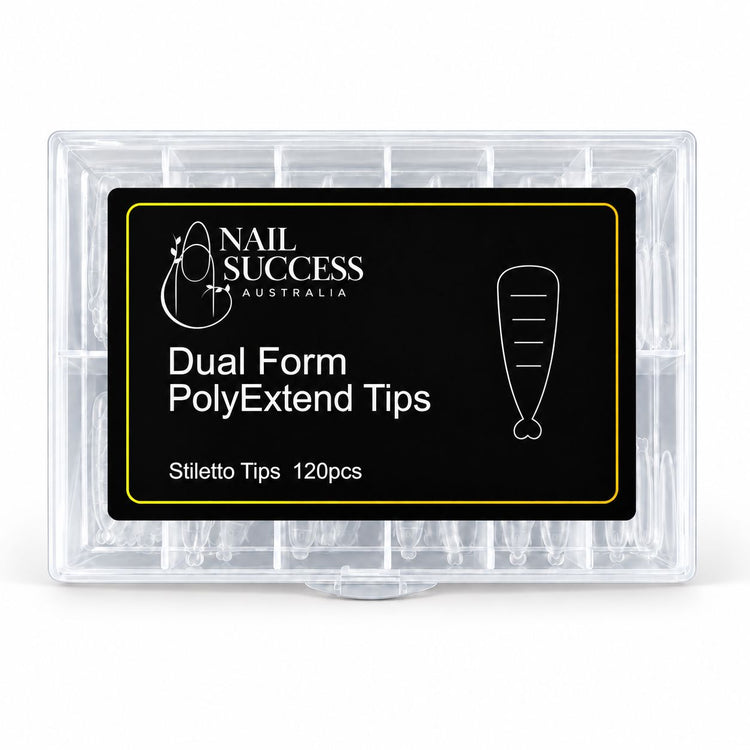 Nail Success Australia Dual Form PolyExtend Stiletto Tips 120pcs case, top view