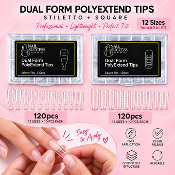 Nail Success Australia Dual Form PolyExtend tips in stiletto and square, 120pcs each