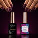 Duo Pack Diamond Shine and Matte Top Coat by Nail Success Australia with glossy and matte plum nails above each 15ml bottle