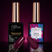 Diamond Shine and Matte Top Coat bottles by Nail Success Australia with glossy and matte plum swatch tips in front