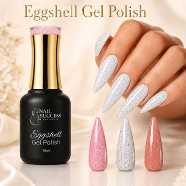 NSI Australia Eggshell Gel Polish 15ml with speckled pink, white and coral manicure colour samples